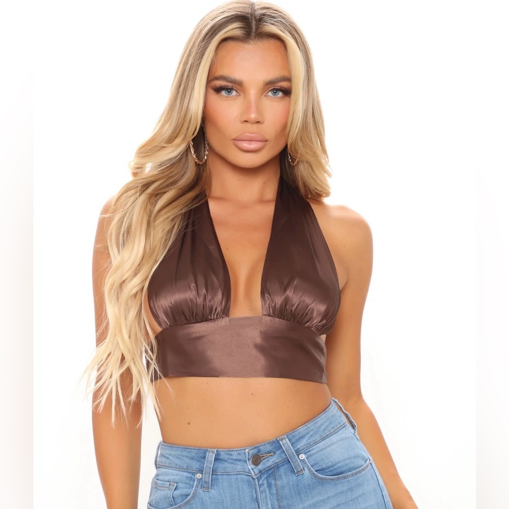 Fashion Nova - Bellissima Satin Halter Top